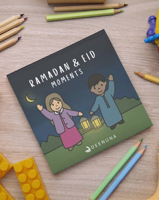 Ramadan & Eid Moments malebog til børn med 16 sider til farvelægning
