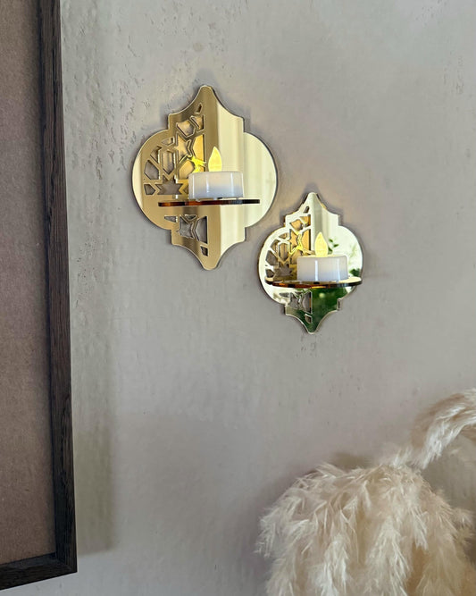 dekorativ vägg- eller ljusdekoration med islamiskt inspirerad design i spegelakryl