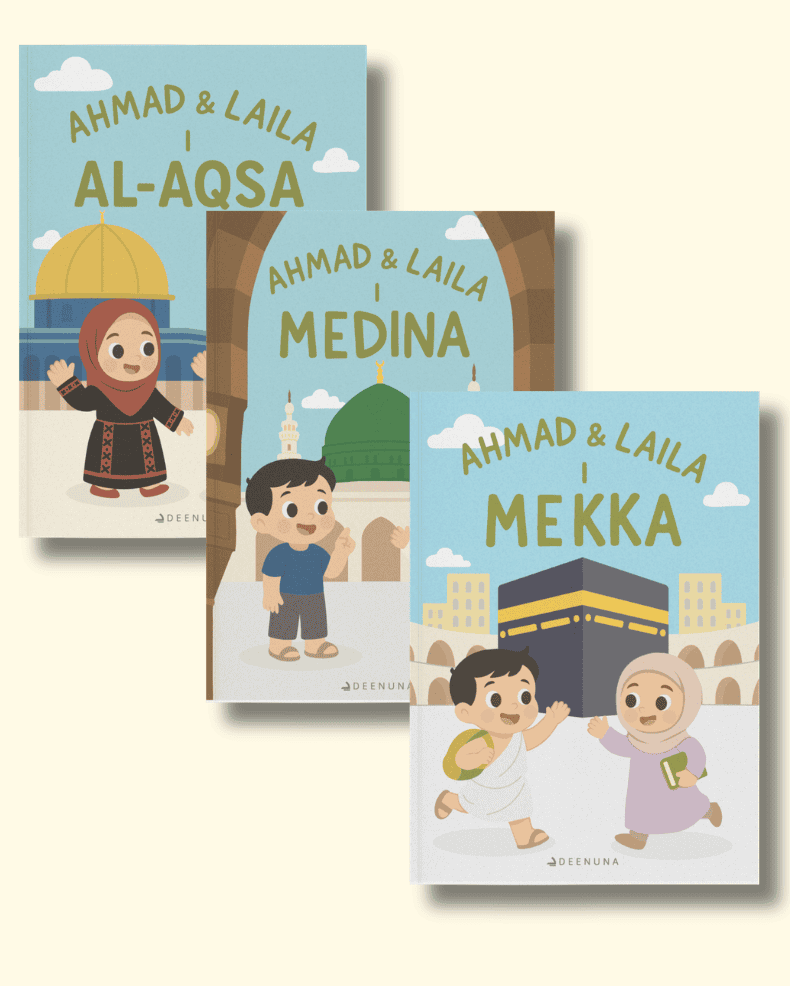 aktivitetshæfter til børn med islamiske motiver og læring. Makkah, medina og aqsa