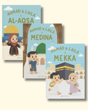 aktivitetshæfter til børn med islamiske motiver og læring. Makkah, medina og aqsa