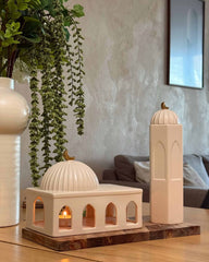 Minarets of Aqsa og Qibly – islamisk keramik vase til Ramadan og Eid pynt
Minarets of Aqsa and wibly Islamic ceramic vase for Ramadan and Eid home decoration