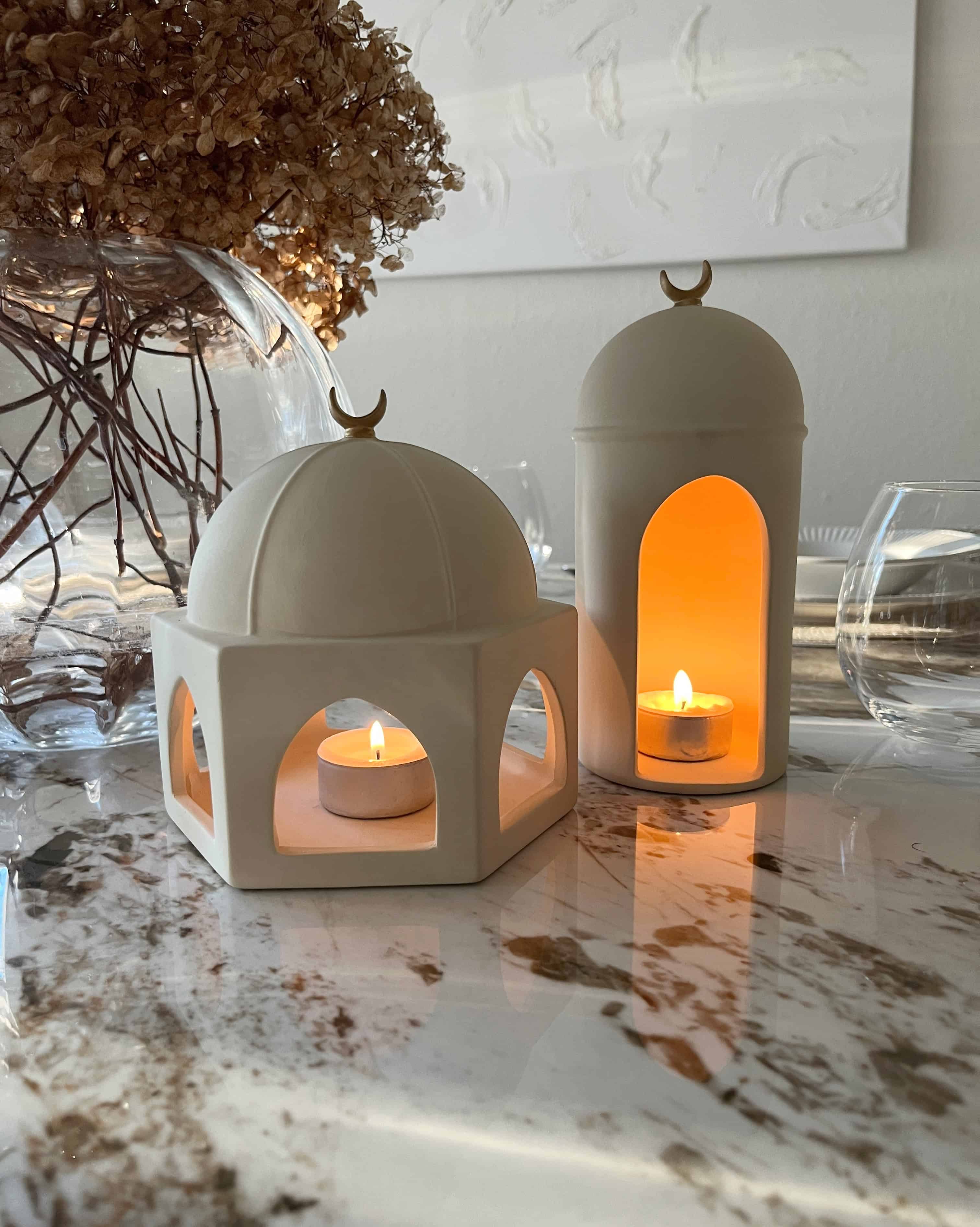 Quba Dome keramik lysestage – islamisk dekoration til Ramadan og Eid
Quba Dome ceramic candle holder – Islamic decoration for Ramadan and Eid