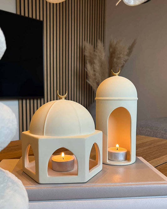 Quba Collection keramik bundle – islamiske lysestager til Ramadan og Eid
Quba Collection ceramic candle holder bundle – Islamic Ramadan and Eid decoration