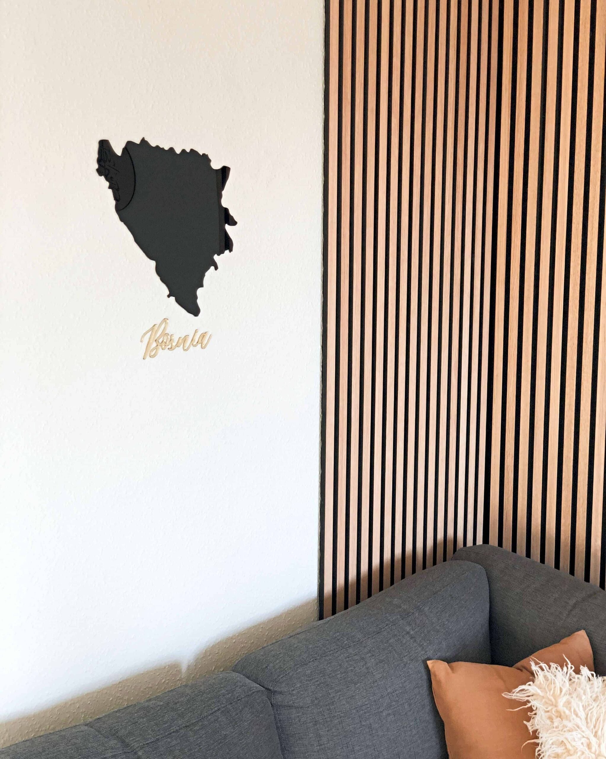 Bosnien landkort i sort akryl som dekorativ vægdekoration