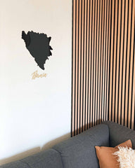 Bosnien landkort i sort akryl som dekorativ vægdekoration
