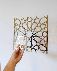 Detaljebillede af Makkah Wall Panel i guld  med islamisk geometrisk mønster