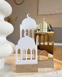 Masjid Trio i hvid og guld spejlakryl som islamisk inspireret dekoration