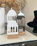 Masjid Trio i hvid spejlakryl med moskédesign i tre forskellige størrelser
