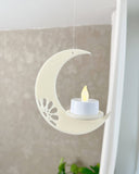 Moon Light i beige akryl med LED-lys som hængende måne dekoration