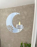 Moon Light i sølv spejlakryl med LED-lys som hængende måne dekoration