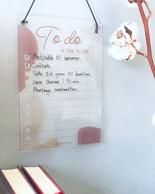 Genanvendelig to do-liste i akryl til planlægning af hverdagens opgaver