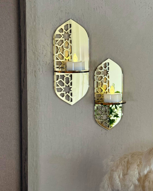 dekorativ vägg- eller ljusdekoration med islamiskt inspirerad design i guldfärg