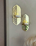 Wall Light Exclusive væglampe i guld spejlakryl med geometrisk mønster og LED-lys